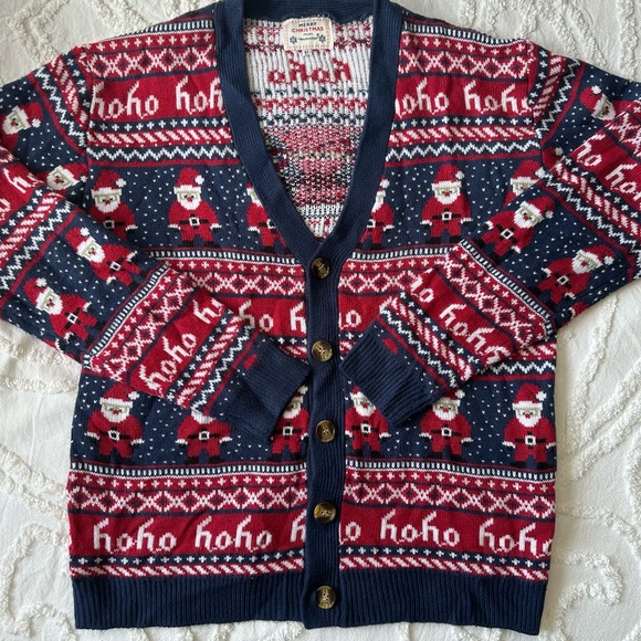 Festive Knit Ho Ho Ho Santa Button-Up Cardigan Sweater Size X Large - Picture 2 of 8